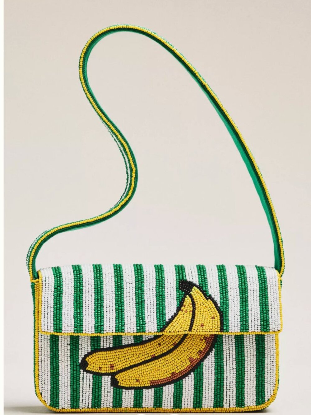 Anthropologie The Fiona Beaded Bag: Food and Drink Edition - Banana NWOT